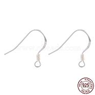 925 Sterling Silver Earring Hooks, with 925 Stamp, Silver, 15x18x1.3mm, Hole: 1.5mm, 24 Gauge, Pin: 0.5mm(X-STER-K167-049B-S)