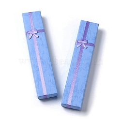 Cardboard Paper Necklace Boxes, Necklace Gift Case with Sponge Inside and Bowknot, Rectangle, Cornflower Blue, 4.1x20x2.45cm(CON-G021-01B-03)