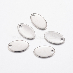 Tarnish Resistant 304 Stainless Steel Charms, Stamping Blank Tag, Oval, Stainless Steel Color, 12.5x7.5x1~1.5mm, Hole: 1.5mm(STAS-L200-62P)