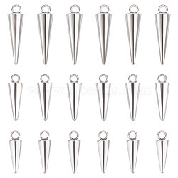 30Pcs 3 Styles 201 Stainless Steel Pendants, Cone, Stainless Steel Color, 12.5~17.5x4~5mm, Hole: 1.6mm, 10pcs/style(STAS-UN0046-05)