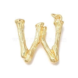 Rack Plating Brass Pendants, Glass Charms, Long-Lasting Plated, Cadmium Free & Lead Free, Real 18K Gold Plated, Letter W, 36x35.5x6.5mm, Hole: 5mm(KK-I721-01G-W)