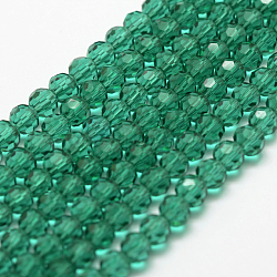 Transparent Glass Bead Strands, Imitate Austrian Crystal, Faceted, Round, Light Sea Green, 10mm, Hole: 1mm, about 65~68pcs/strand, 58~62cm(GLAA-G013-10mm-52)