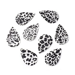 PU Leather Big Pendants, teardrop, Leopard Print Pattern, Colorful, 56x36x1.8mm, Hole: 2mm(X-FIND-G013-01E)