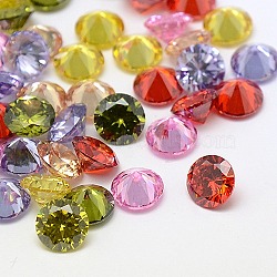 Cubic Zirconia Cabochons, Grade 3A, Faceted, Diamond, Mixed Color, 6x4mm(ZIRC-M002-6mm-3A)