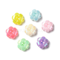 Opaque Acrylic Beads, AB Color Plated, Flower, Mixed Color, 10x4mm, Hole: 1.2mm, about 2500pcs/500g(MACR-F074-05)