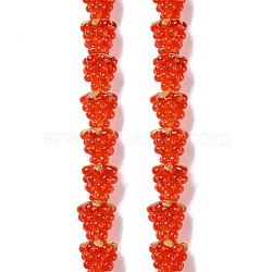 Handmade Lampwork Beads Strands, Raspberry, Orange Red, 12.5x12.5mm, Hole: 1.4mm, about 20pcs/strand, 9.84''(25cm)(LAMP-Q036-05B)