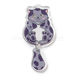 Acrylic Pendants, Cat, Purple, 56x26x2.5mm, Hole: 1.8mm(OACR-R267-06A)