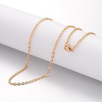 Ion Plating(IP) 304 Stainless Steel Necklace, Cable Chains, with Lobster Clasps, Golden, 23.6 inch(600mm), 2.3mm