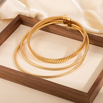 Alloy 3 Layer Snake Chain Choker Necklaces with Iron Clasps, Golden, Inner Diameter: 4.72 inch(12cm)