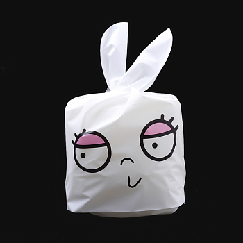 Kawaii Bunny Plastic Candy Bags, Rabbit Ear Bags, Gift Bags, Two-Side Printed, Hot Pink, 22.5x14cm