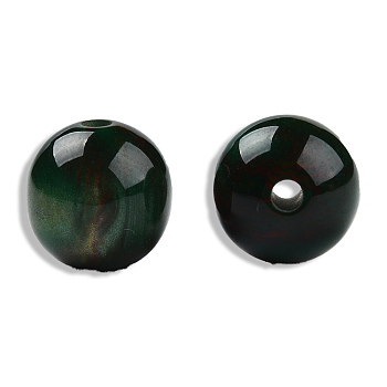 Resin Beads, Imitation Gemstone, Round, Dark Green, 12mm, Hole: 1.6~1.8mm