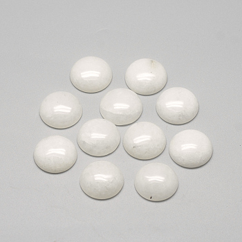 Natural White Jade Cabochons, Dyed, Half Round/Dome, White, 10x4~5mm