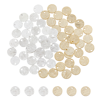 DICOSMETIC 60Pcs 2 Colors Brass Charms, Flat Round, Golden & Silver, 8x1mm, Hole: 1.2mm, 30pcs/color