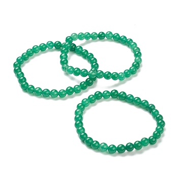 Natural Green Aventurine Beaded Stretch Bracelets, Round, Beads: 6~6.5mm, Inner Diameter: 2-1/4 inch(5.55cm)
