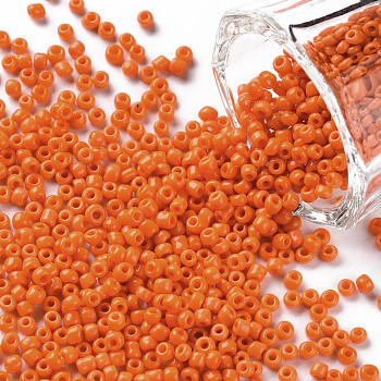(Repacking Service Available) Glass Seed Beads, Opaque Colours Seed, Small Craft Beads for DIY Jewelry Making, Round, Dark Orange, 12/0, 2mm, about 12g/bag