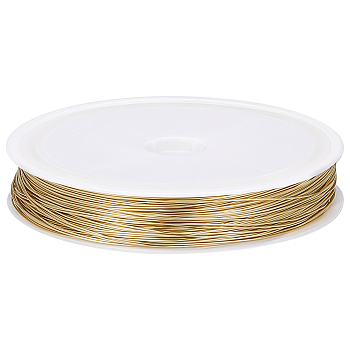 Eco-Friendly Copper Wire, Round Copper Beading Wire for Jewelry Making, Long-Lasting Plated, Real 14K Gold Plated, 24 Gauge, 0.5mm, about 164.04 Feet(50m)/Roll