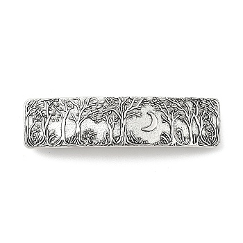 Vintage Retro Forest Moon Alloy Retro Hair Barrettes, Hair Accessories for Women & Girls, Tree, Antique Silver, 82x21x11mm