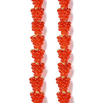 Handmade Lampwork Beads Strands, Raspberry, Orange Red, 12.5x12.5mm, Hole: 1.4mm, about 20pcs/strand, 9.84''(25cm)