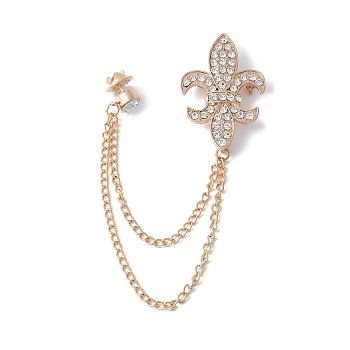 Vintage Fleur De Lis Alloy Hanging Chain Brooches, Cardigan Collar Clip, Golden, 160mm