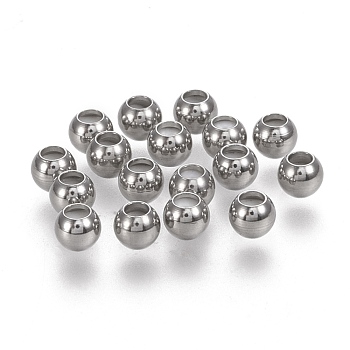 202 Stainless Steel Beads, with Rubber Inside, Slider Beads, Stopper Beads, Stainless Steel Color, 4x3.3mm, Hole: 1.8mm