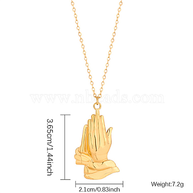 Pray Hands Stainless Steel Pendant Necklace with Cable Chains(HT9511-1)-2