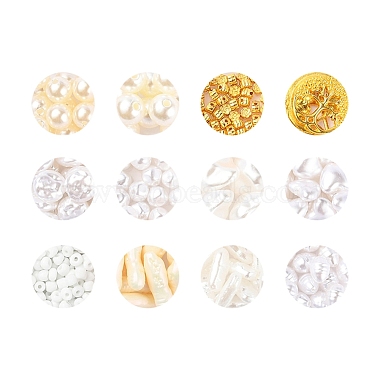 164 pièces fleur et perles rondes en plastique et alliage(DIY-YW0002-57)-2