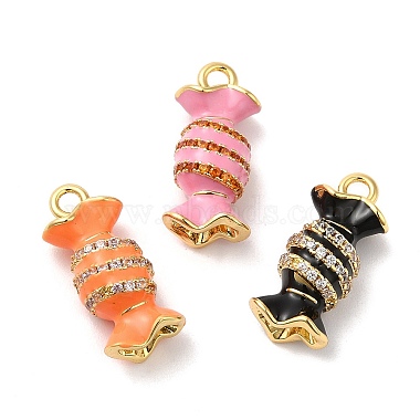 Real 18K Gold Plated Mixed Color Candy Brass+Cubic Zirconia Charms