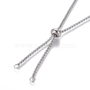 Adjustable 304 Stainless Steel Slider Necklaces(MAK-L026-07A-P)-2
