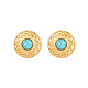 Synthetic Turquoise Flat Round Stud Earrings(KQ6681-4)-1