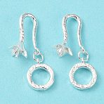 Brass Peg Bails Pendants, for Half Drilled Beads, Nickel Free, Silver, 31.5mm, Hole: 1mm, Pin: 0.9mm(KK-A189-04S)
