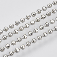Brass Ball Chains, Faceted, Long-Lasting Plated, Soldered, with Spool, Cadmium Free & Nickel Free & Lead Free, Platinum, 2.3mm, about 16.4 Feet(5m)/roll(X-CHC-S008-004B-P)
