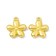 Rack Plating Alloy Charms, Cadmium Free & Lead Free & Nickle Free, Flower Charms, Matte Gold Color, 13x11.5x2mm, Hole: 1mm(FIND-G045-28MG)