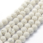 Natural Lava Rock Round Beads Strands, Round, White, 10mm, Hole: 1mm, about 37pcs/strand, 15.15 inch(38.5cm)(G-E508-04-10mm)