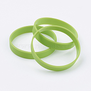 Silicone Wristbands Bracelets, Cord Bracelets, Yellow Green, 2-1/2 inch(63mm), 12x2mm(BJEW-J176-01)