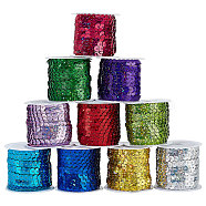 Elite 10 Rolls 10 Colors Eco-Friendly Plastic Paillette Beads, Sequins Beads, Ornament Accessories, Flat Round, Mixed Color, 6mm, about 5m/roll, 1 roll/color(PVC-PH0001-26)