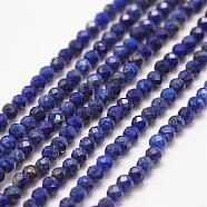 Natural Lapis Lazuli Bead Strands, Faceted, Round, 2mm, Hole: 0.5mm, about 190pcs/strand, 15.2 inch(G-P279-53-2mm)