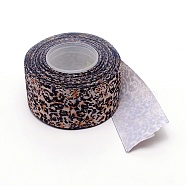 Polyester Ribbon, Leopard Print Theme Pattern, for Gift Wrapping, Floral Bows Crafts Decoration, Dark Gray, 1-1/2 inch(38mm), about 10yards/roll(OCOR-TAC0009-22B-03)