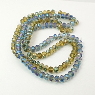 Electroplate Glass Faceted Rondelle Beads Strands, Half Plated, Mixed Color, 8x5~6.5mm, Hole: 1mm, about 72pcs/strand, 16.5 inch(EGLA-D020-8x5mm-M)