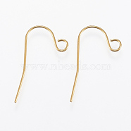 Ion Plating(IP) 304 Stainless Steel Earring Hooks, with Horizontal Loop, Golden, 22x12x0.5mm, Hole: 2.5mm, 24 Gauge, Pin: 0.5mm(STAS-E145-08G)