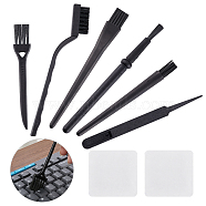 Globleland Computer Keyboard Cleaning Brush Kits, including Multi-Use Portable Plastic Handle Nylon Anti Static Brushes, with Tweezers, Cleaning Cloth, Black, 83~167x10~150x0.5~14mm, 8pcs/set(AJEW-GL0001-37)