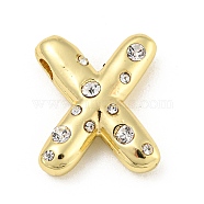 Brass Micro Pave Clear Cubic Zirconia Pendants, Long-Lasting Plated, Cadmium Free & Lead Free, Real 18K Gold Plated, Letter A~Z, Letter X, 18~19x11~21x5mm, Hole: 2.8~3x1.8~2mm(KK-E093-04G-X)