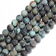 Frosted Natural African Turquoise(Jasper) Round Beads Strands, 6mm, Hole: 1mm, about 63pcs/strand, 15.5 inch(G-D746-6mm)