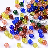 Baking Painted Crackle Glass Beads, Halloween Mix, Round, Mixed Color, 6~6.5x5.5~6mm, Hole: 1mm, about 200pcs/bag(DGLA-X0006-6mm-07)