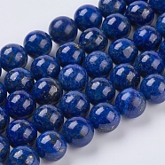 Natural Lapis Lazuli Beads Strands, Grade A, Round, 10mm, Hole: 1mm, about 38pcs/strand 15.5 inch(G-G423-10mm-A)