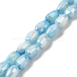 Electroplate Glass Beads Strands, Rainbow Plated, Faceted, Teardrop, Light Sky Blue, 6.5x4.5x3.5mm, Hole: 1mm, about 70pcs/strand, 17.72''(45cm)(GLAA-D013-05C)