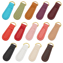 WADORN 14Pcs 14 Colors Leather Zipper Pull Tabs, Zipper Replacemnt Accessories, for Suitcase, Bag, Costume, Mixed Color, 4.2cm, 1pc/color(DIY-WR0002-24)