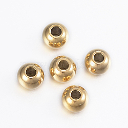 Ion Plating(IP) 304 Stainless Steel Beads, Round, Golden, 6x5mm, Hole: 2mm(X-STAS-H394-04G)