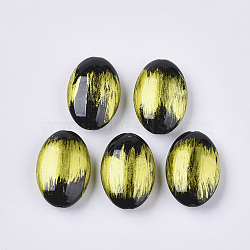 Opaque Paint Acrylic Beads, Oval, Yellow, 20x14x7mm, Hole: 1.2mm(X-ACRP-S676-005)