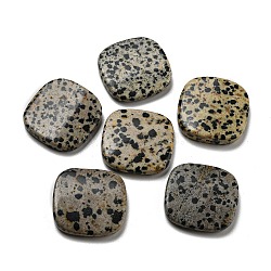 Natural Dalmatian Jasper Beads, Flat Square, 14~15x14~15x5~5.5mm, Hole: 1.2mm(G-B050-04A)