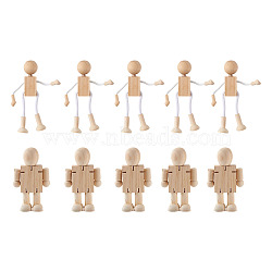 Unfinished Blank Wooden Robot Toys, for DIY Hand Painting Crafts, Blanched Almond, 112x106x37mm, 10pcs/set(AJEW-TA0001-03)